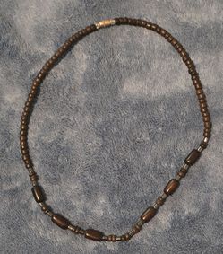 Dark wood and hematite necklace