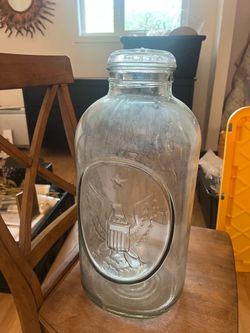 19” Vintage Thick Glass Container With Topper