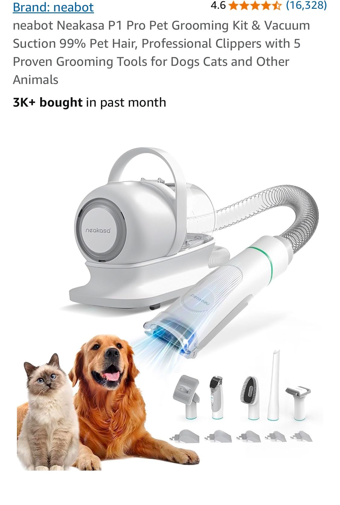 NEW Pro Pet Grooming Kit & Vacuum Suction, Professional Clippers