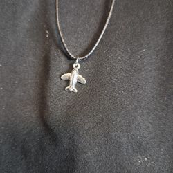 Silver Airplane Necklace