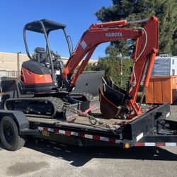 2020 Kubota U25R1T4 Excavator & 14’ BigTex Trailer