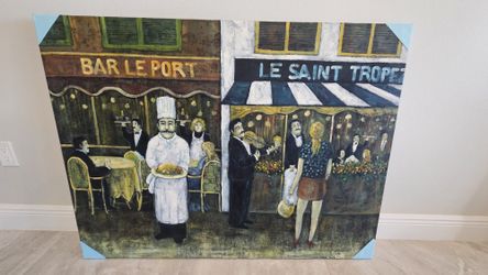 Geniune Chefs Oil Painting Signed 36x48 