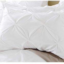 White Solid Pinch Pleated Pintuck Pillow Shams Set of 2 - Hypoallergenic 500-TC 100% Egyptian Cotton Decorative Pintuck (Queen 20'' x 26'')
