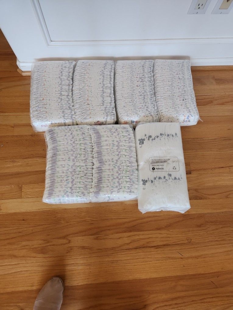 About 210 Diapers Size 2 Factory Sealed Huggies Kirkland Parasol