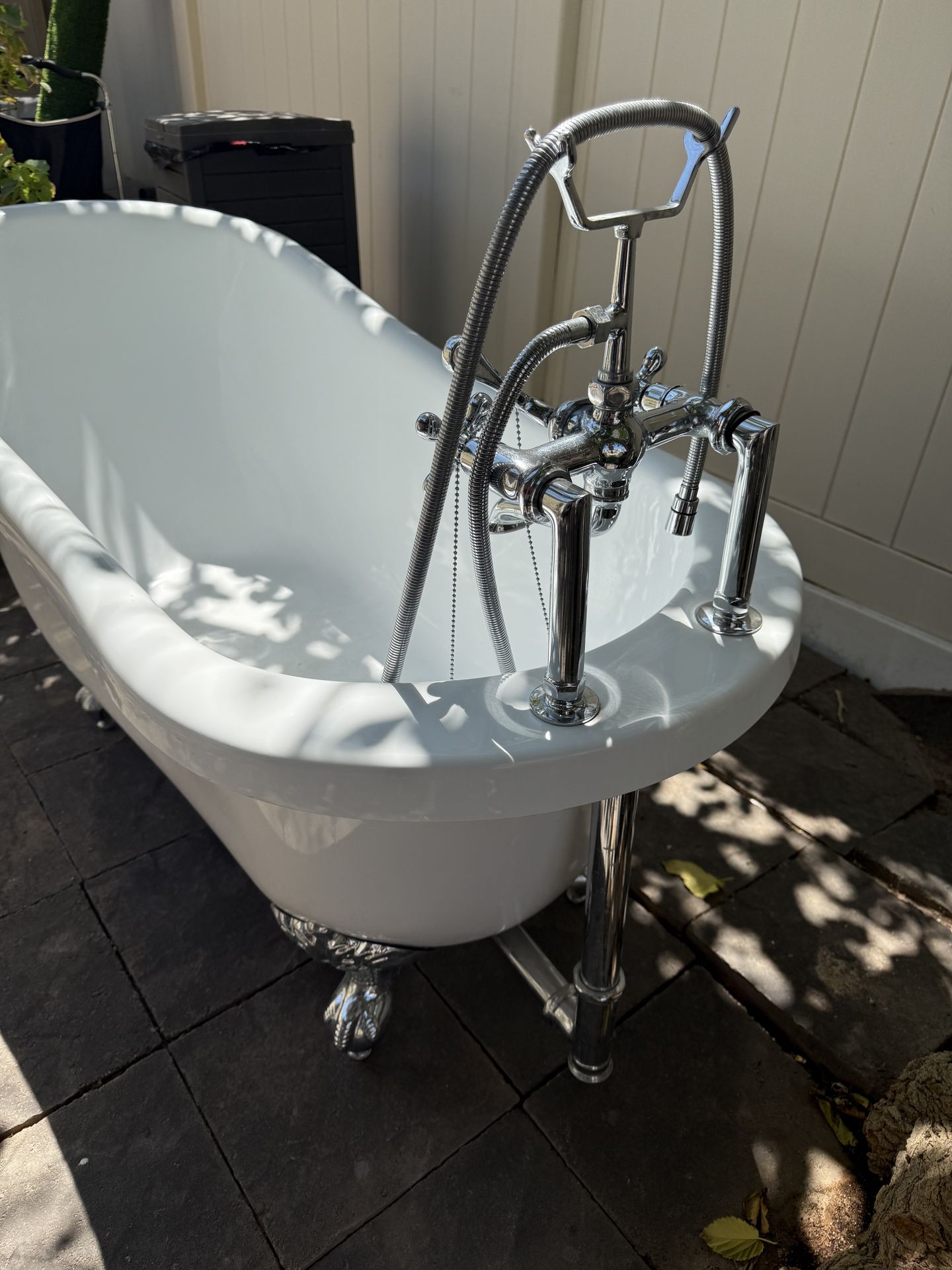 Acrylic Victorian style Claw bathtub with chrome Fixtures for Sale in