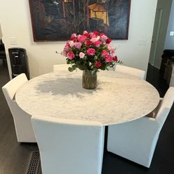  Elegant Marble Dining Table with 5 Chairs - Must Sell Fast!