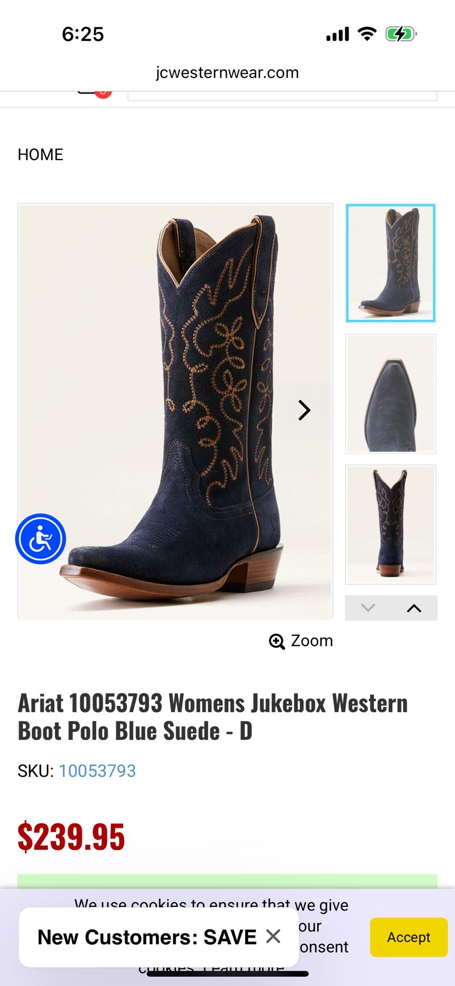 Beautiful Blue Western Boots