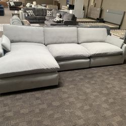 Brand New Grey Feather Cloud Sectional 