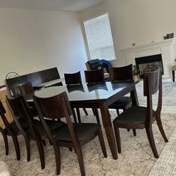 Kitchen Wood Dining Table Set 8 Chairs Extendable Extension 