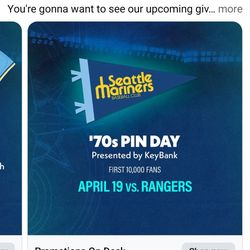 2026 70s Pin Seattle Mariners SGA 4/19 Decades Series Pin #1