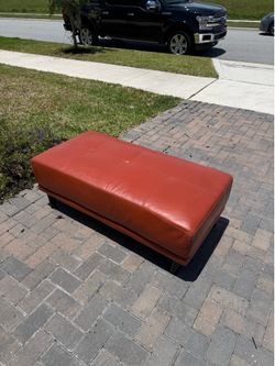 Real leather ottoman