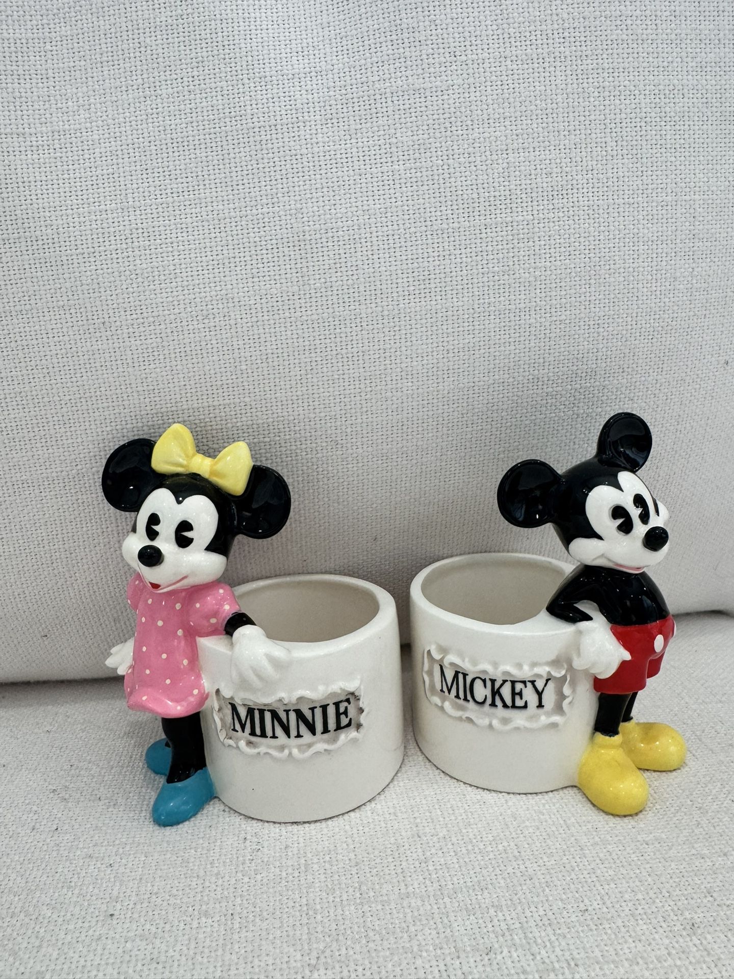 Vintage Mickey & Minnie Disney Ceramic Holders – Japan