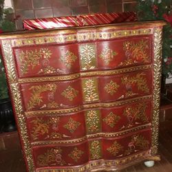 Antique Colorful Painted Dresser 
