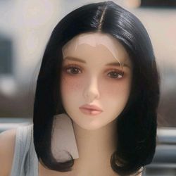 5/1Glueless Bob wig 100% human 12 Inch Black Color