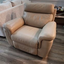 Beige Leather Recliner Chair