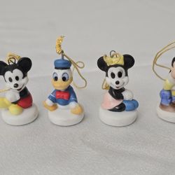4 Schmid Disney 2" Collectible Ornaments Mickey Minnie Goofy Donald Christmas 