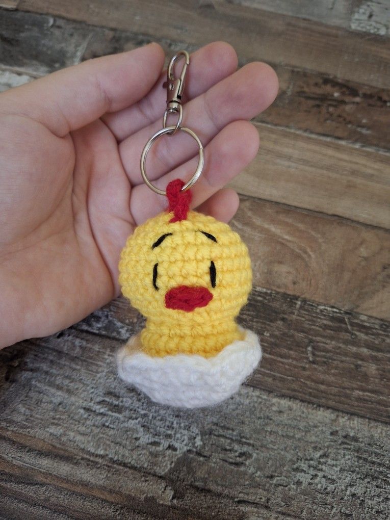 Handmade Crochet Chicken Keychain