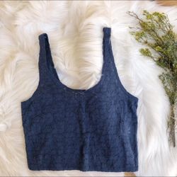 Hollister blue floral tank crop top