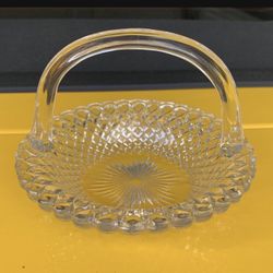 Vintage Clear Glass Basket 4” H X 5”W