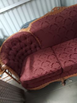 Victorian Style Carved Wood Sofa