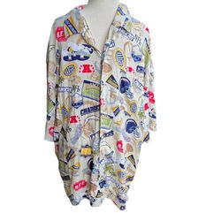 Vintage NFL San Diego Chargers Aloha Hawaiian Button Up Shirt AFC Size 2XL Men's