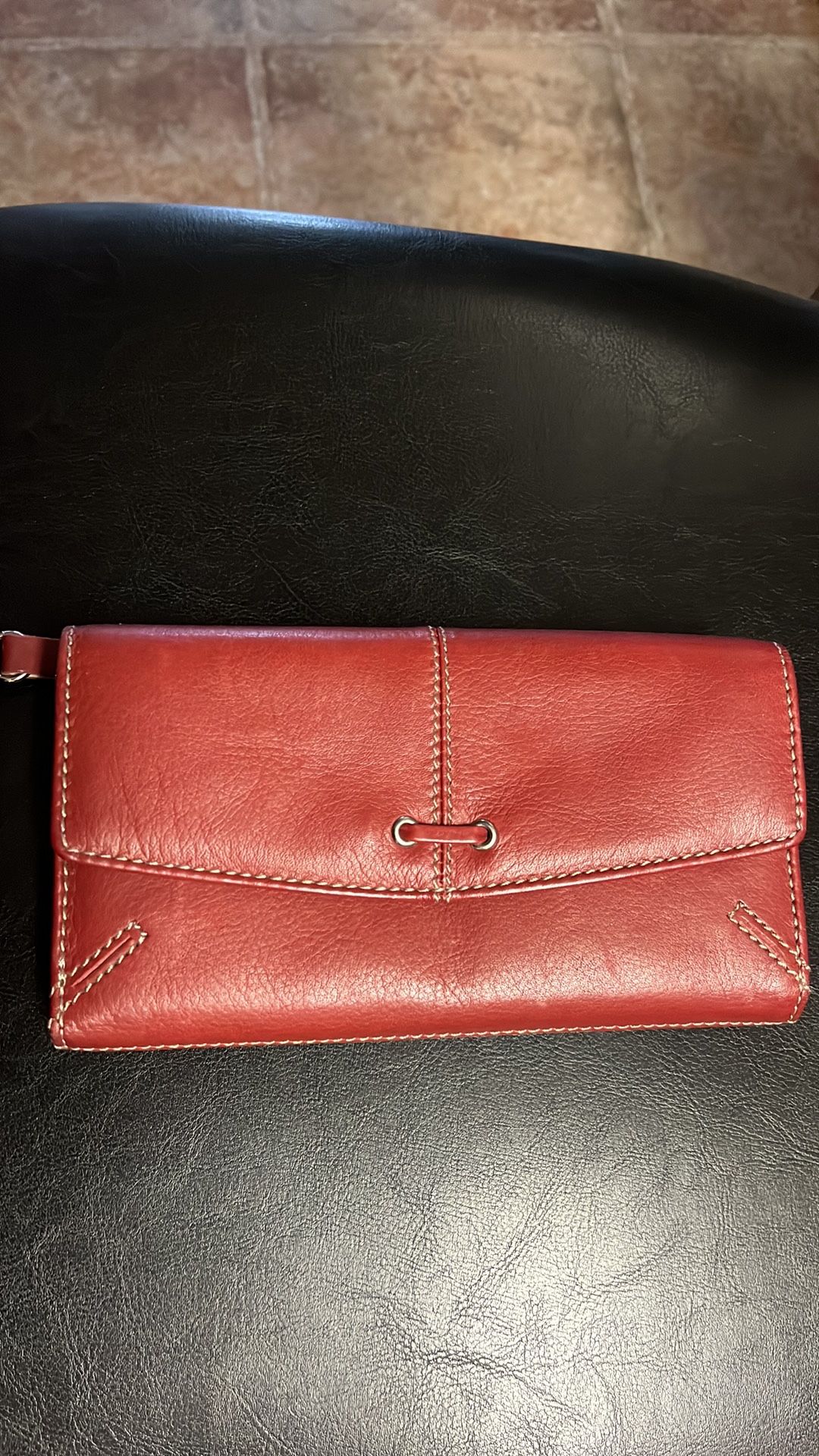 Charter club red leather multi-section wallet