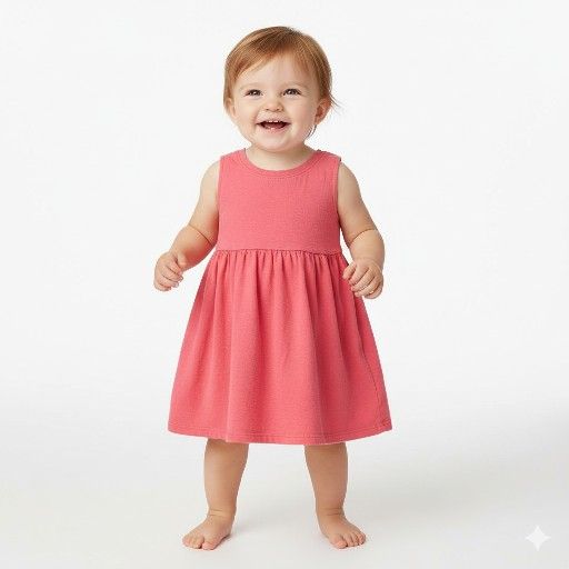 Old Navy Baby Girls' Tank Top Dress - Coral White, 12-18 Months