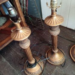Vintage Brass Table Lamps And Floor Lamp