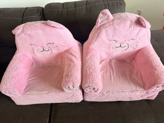 Pink Plush Cat Pet Bed – Set of 2