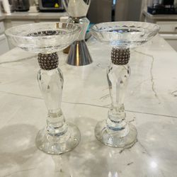 2 Glass Candle Holders 