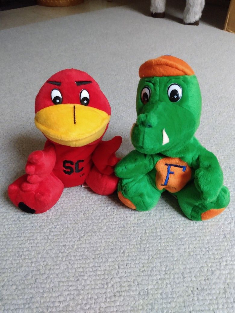 1997 SHONEY'S LIMITED EDITION 8 IN FLORIDA & SOUTH CAROLINA STUFFED PLUSH TEAM MASCOTS