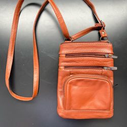 Brown leather crossbody bag/purse card organizer