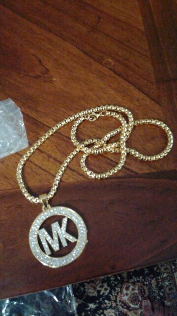 18k gold plated mk necklace