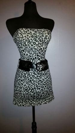 Sexy white black dress vestido with belt