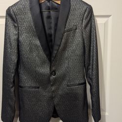 40R Black/Silver Men's Suit Jacket 