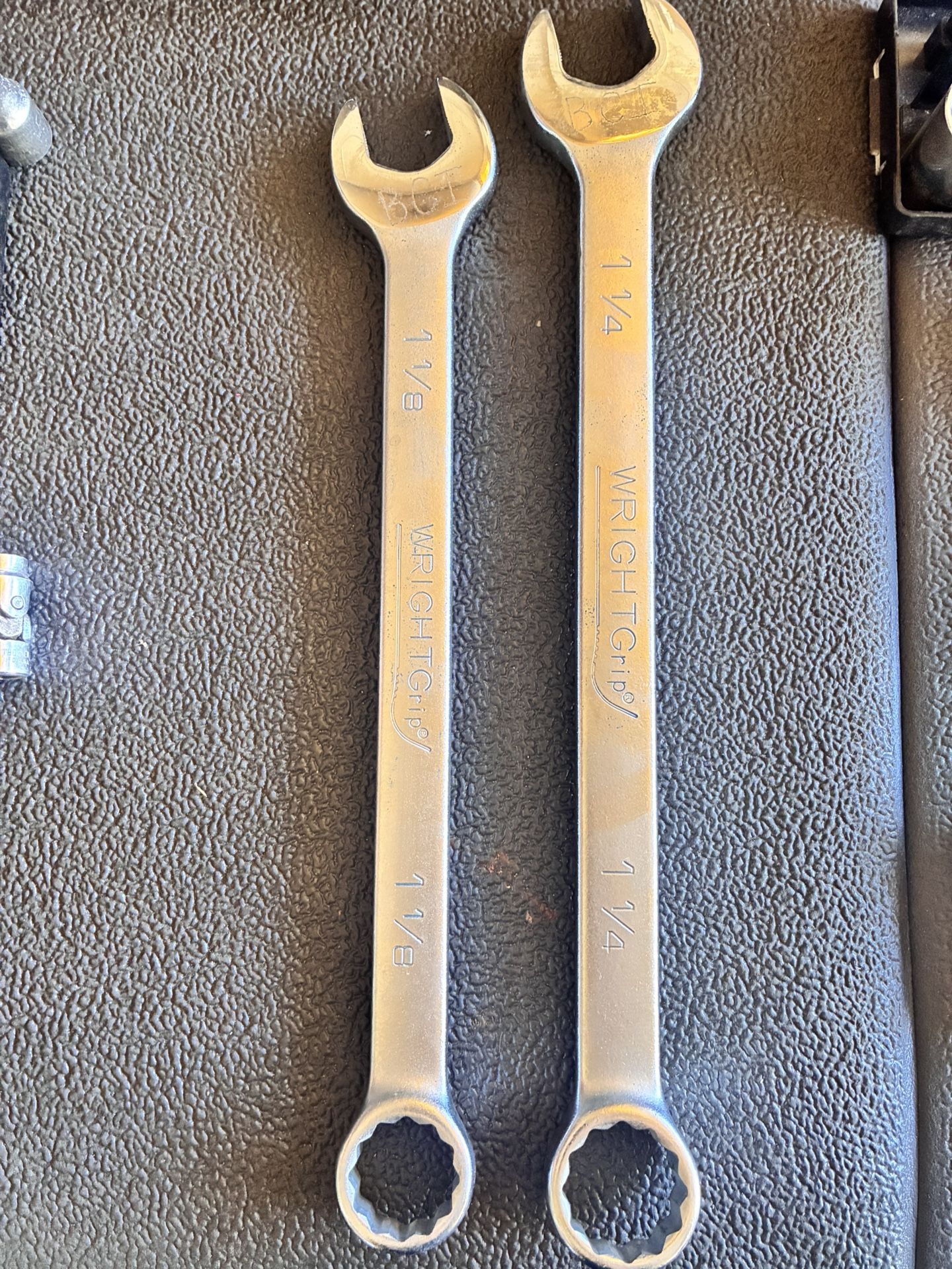 Wright Grip Tool No. 1140 & 1136 Combination Wrench  1-1/4"-1-1/8” 12pt Vintage.