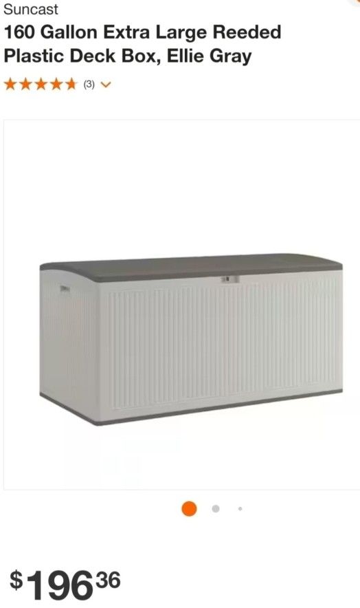 Suncast 160 Gallon Extra Large Plastic Deck Box $150