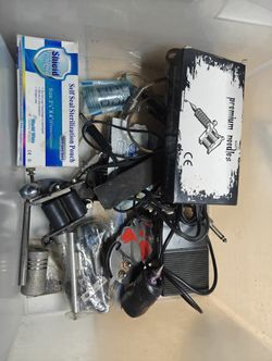 Tattoo machine accessories and stencils vintage