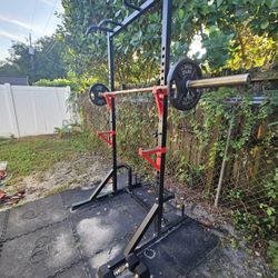 🏋 Squat Rack Completo Con Barra + Pesas + Banco Multifuncional -- Oferta!