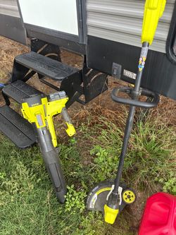 RYOBI leaf blower and weed whacker combo barley used