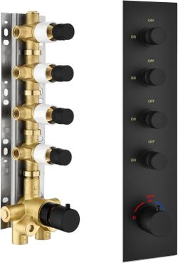   4 Way Thermostatic Shower Diverter Valve Matte Black Thermostatic Shower Mixing Valve Replacement On Off Flow Control Controlled Valve$369.68