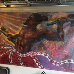 This artwork is a mixed media painting titled "Shango" by artist Ammar Nsoroma, part of "The 7 African Powers