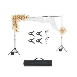 Backdrop Stand, 10 x 10 ft Adjustable Photo Backdrop Stand Kit, Portable Background Backdrop Stand with 4 Crossbars, Heavy Duty Projector Screen Stand