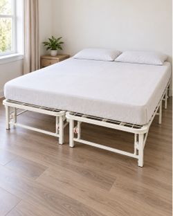 Foldable Metal Bed Frame – 2 Twin Sections Connect Together