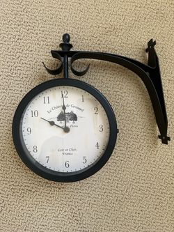 Pottery Barn Double Sided 9” Inch Metal Subway Station Vintage Style Wall Clock- Rare! (Originally purchased for$150)