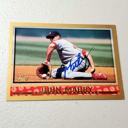 1998 Topps Baseball #56 - John Mabry- St. Louis Cardinals- Autographed 