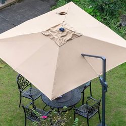 Sunnyglade 10x10Ft Cantilever Patio Umbrella Square Deluxe Offset Umbrella 360°Rotation & Integratedt