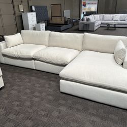 White Cream Soft Cloud Sectional 