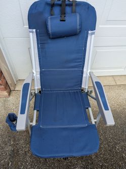 Rio Gear Outdoor Steel Folding backpack chair navy blue excellent condition