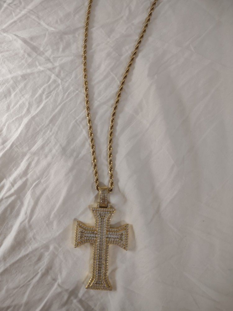 Gold Plated Cross Necklace Men's